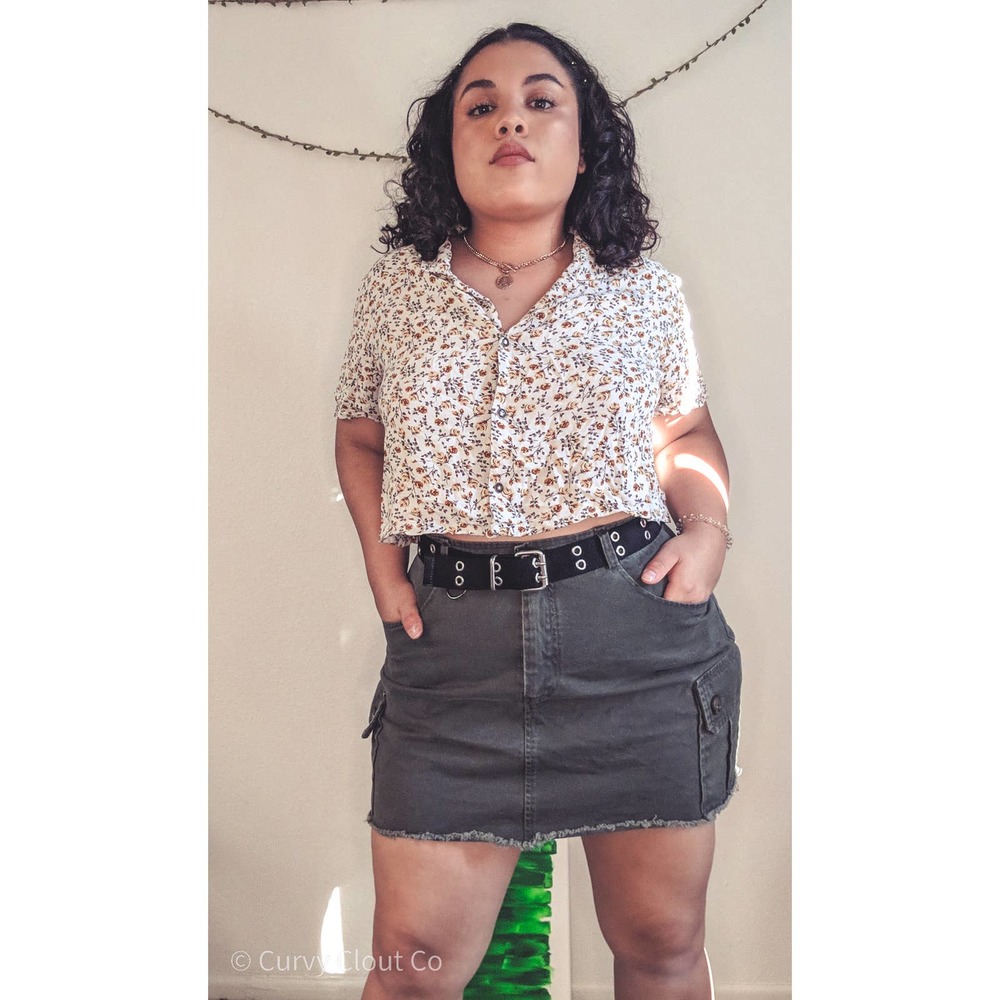 Floral Button Down Crop Top| Size L
